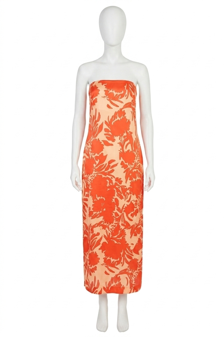 NEW ENDLESS ROSE olivia floral satin maxi dress in orange